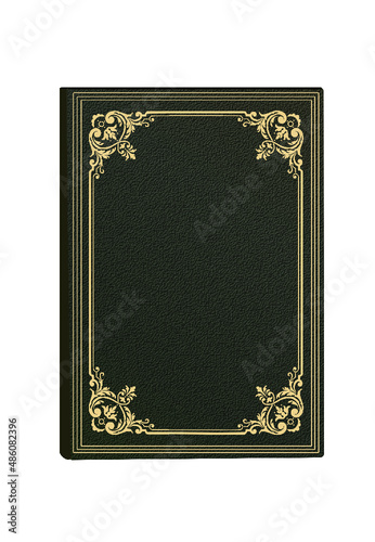 vector graphics mock up book in hardcover green relief with gold figured embossing