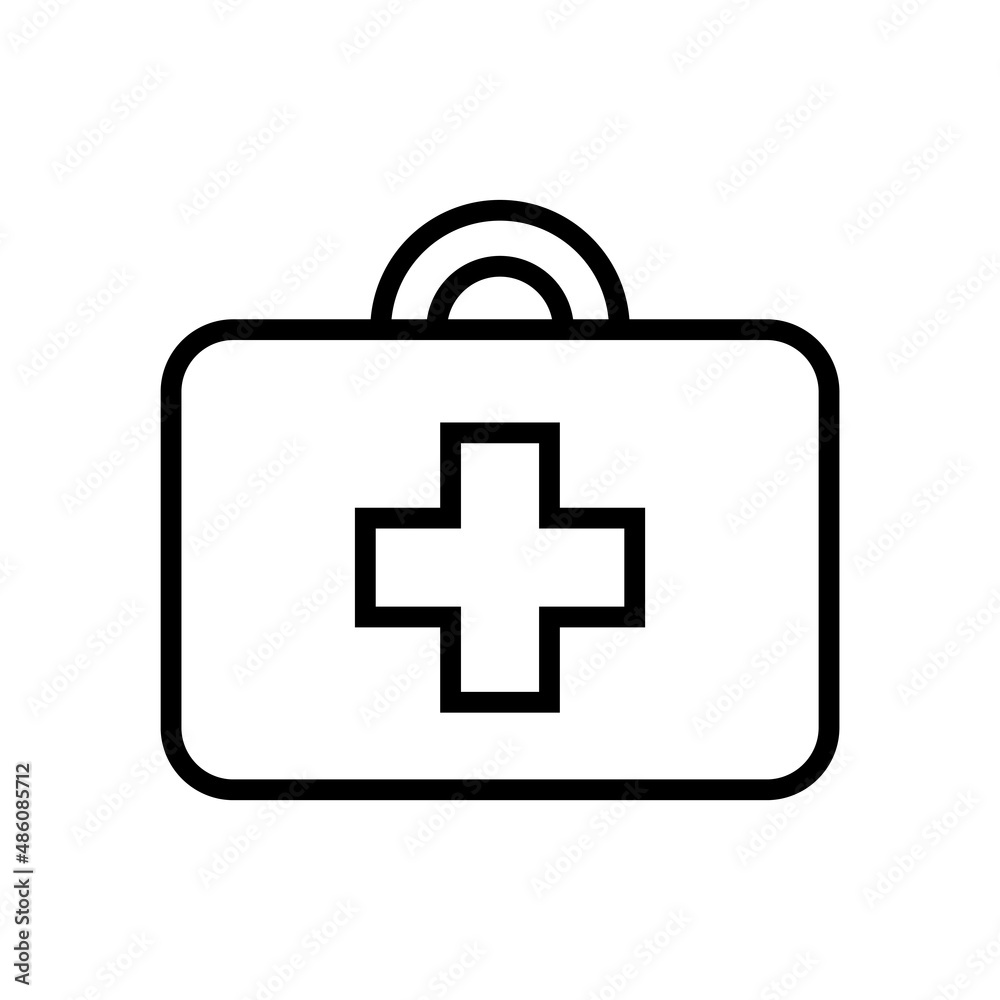 Obraz premium Vector linear icon with first aid kit