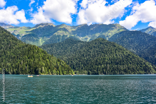 Beautiful mountain Lake Ritsa. Lake Ritsa in the Caucasus Mountains  in the north-western part of Abkhazia  Georgia