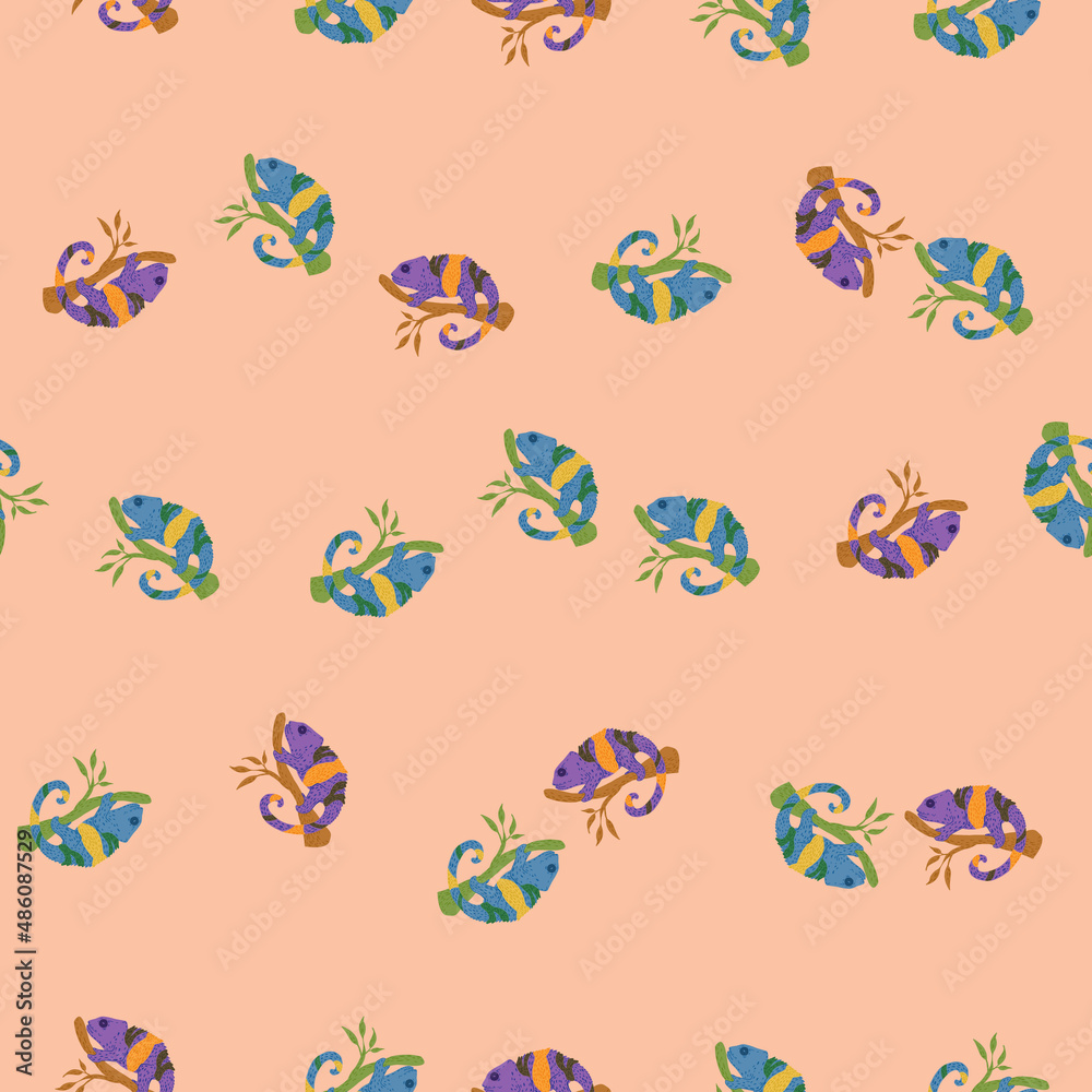 Chameleon seamless pattern. Background of tropical lizard. Chameleon seamless pattern. Background of tropical lizard.