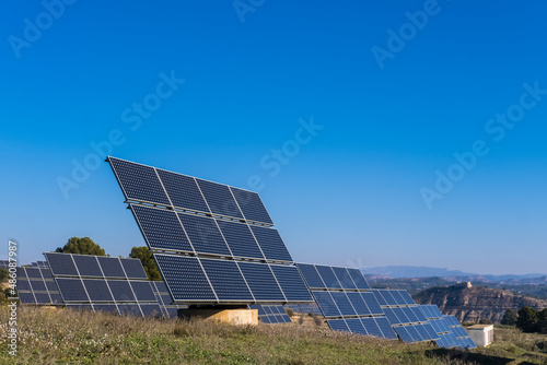 Solar cells in a rural landscape in Spain