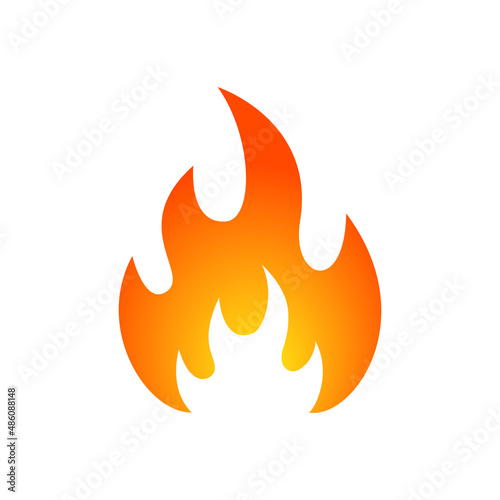 Fire flame icon. Gradient bonfire symbol. Warning sign. Vector isolated on white background.
