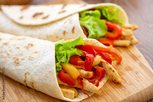 Mexican Fajitas with Chicken and Vegetables. High quality photo