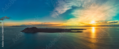 Sunrise over Isla de Lobos island Fuerteventura