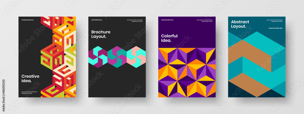 Clean poster A4 vector design concept collection. Modern geometric pattern cover layout composition.