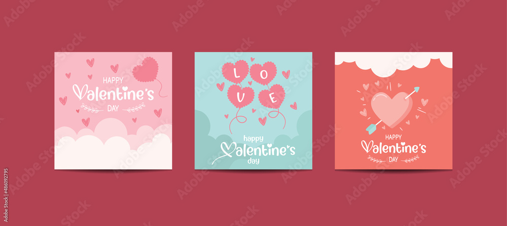 Happy Valentine's Day greeting card. Perfect for social media posts, mobile apps, banner designs and ads. 