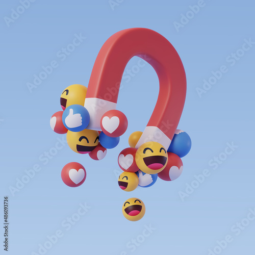 3d vector of Red Horseshoe Magnet with emoticon
