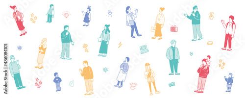 多様性をイメージしたカラフルな沢山の人々のイラスト
