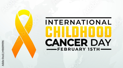 International childhood cancer day february 15th modern creative banner, sign, design concept, social media post, template with yellow cancer awareness ribbon on an abstract background. 