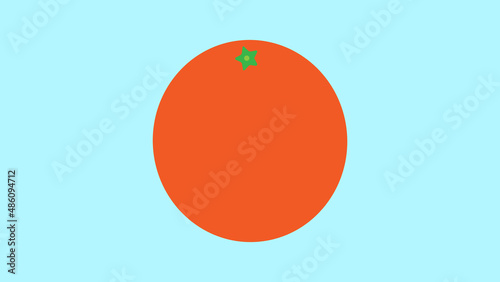 orange on a blue background, vector illustration. round orange fruit, vitamin orange orange. wholesome food, vegan food, raw food diet. vitamin orange