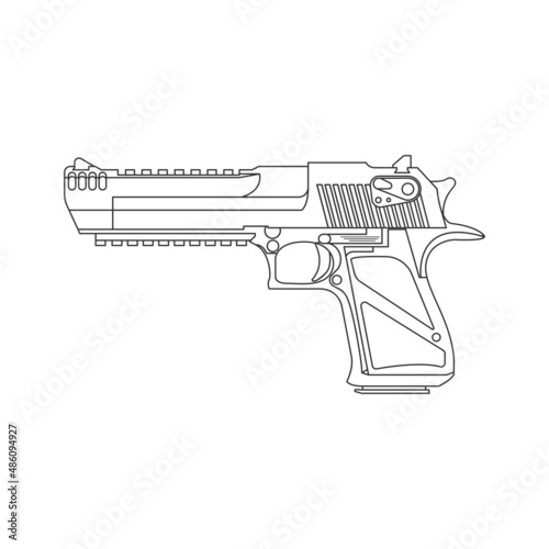 Handgun Pistol Outline Icon Isolated. Military Weapon. Desert Eagle Clean Vector Design.on White Background