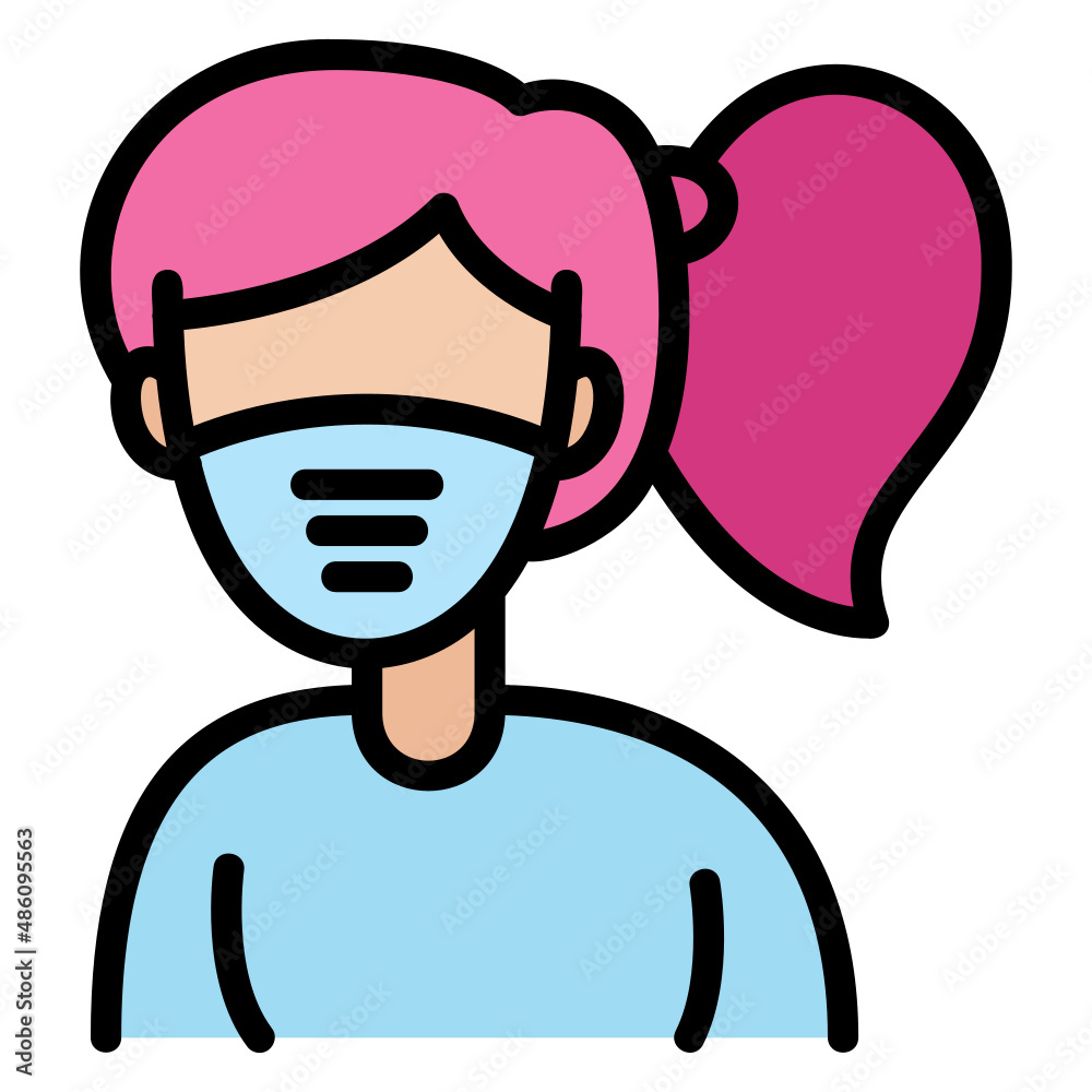 Facemask Woman Female filled line color icon. Can be used for digital product, presentation, print design and more. Facemask Woman Female filled line color icon. Can be used for digital product, presentation, print design and more.