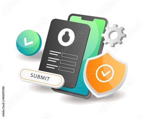 Illustration isometric concept. Personal account security process