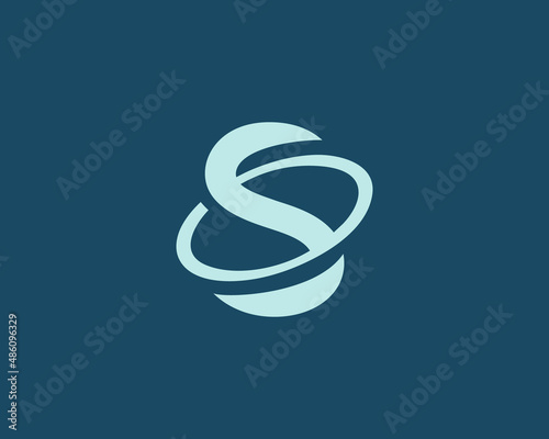 Abstract revolving letter S logo design template. Creative initials, planet, orbit vector sign symbol mark logotype.
