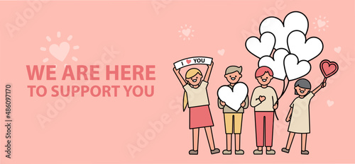 Illustration of encouragement. Give off positive energy and positive mentality. Message of support. Simple Line Style. Flat design. Vector illustrations.