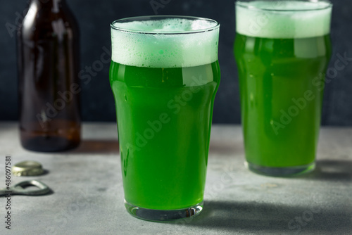 Cold Refreshing Green Beer in a Glass