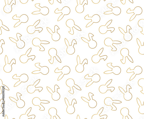 golden easter bunny seamless pattern - vector illustration