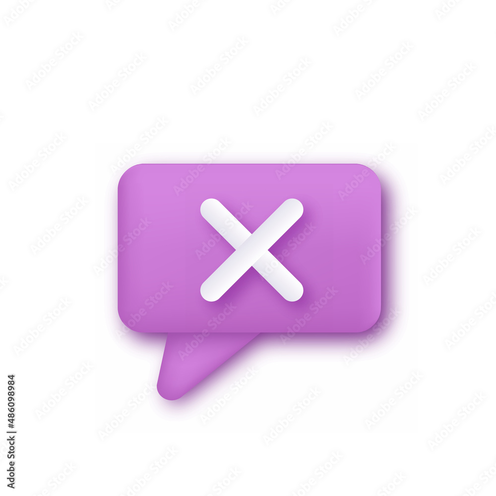 Obraz premium 3d speech bubble with chech and cross symbols. Vector