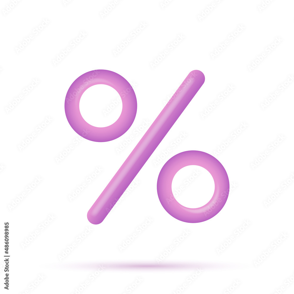 3d purple percent icon, sign. Vector 3d purple percent icon, sign. Vector
