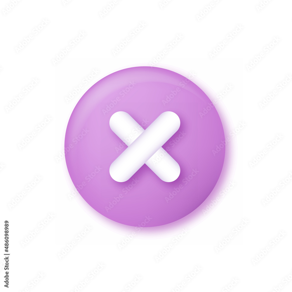 3d puple close, delete button. Vector 3d puple close, delete button. Vector