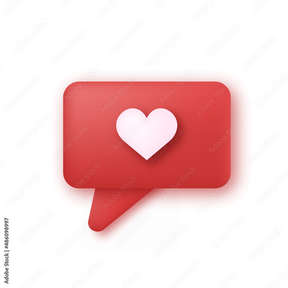 3d red heart message button. Vector 3d red heart message button. Vector