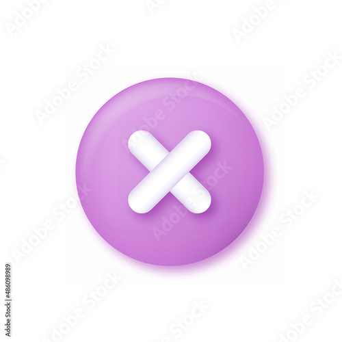 3d puple close, delete button. Vector