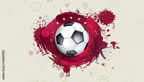 Qatar football 2022. ball graphic design vector illustration. Qatar stylish background gradient