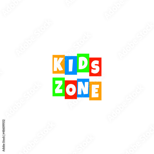 kids zone text logo full color design