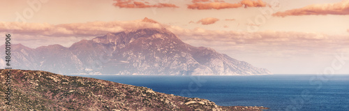 Photos Panorama of the famous sacred Mount Athos in Greece