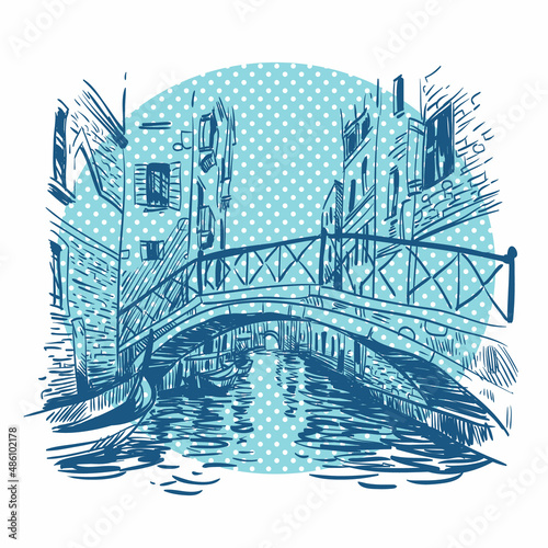 Venice city. Italy. Hand drawn, vector illustration