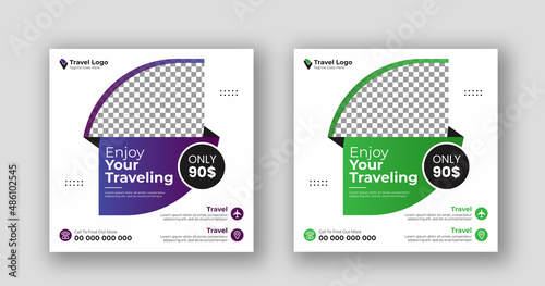 Business social media post square flyer travel banner template