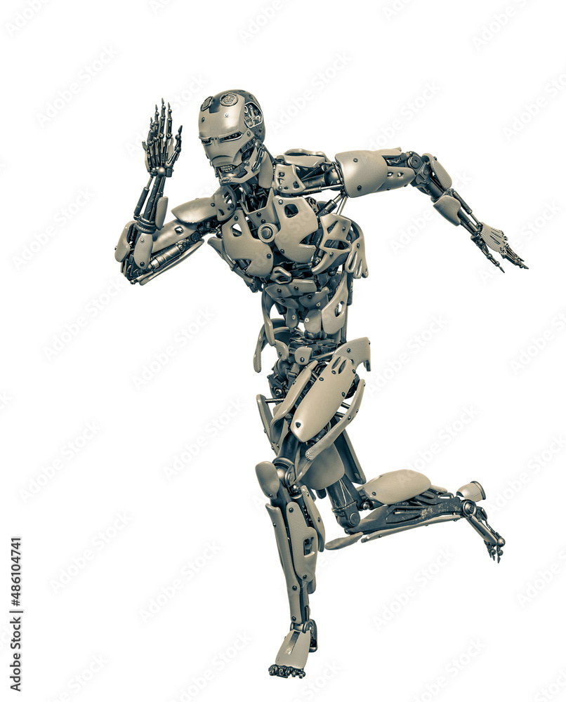 cyborg running in action