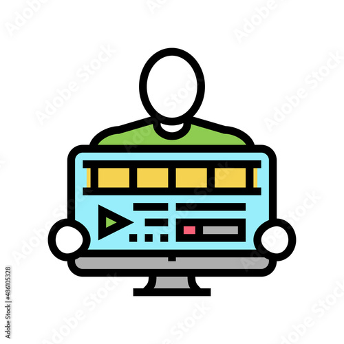video editor color icon vector. video editor sign. isolated symbol illustration