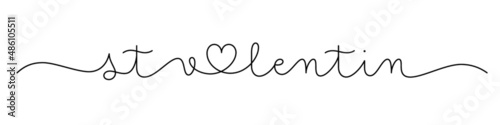 Banniere calligraphique vecteur noir ST VALENTIN avec coeur