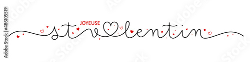 Banniere calligraphique vecteur JOYEUSE ST VALENTIN avec coeur