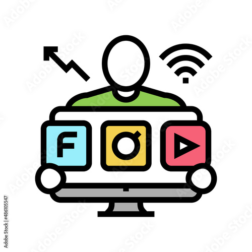social media manager color icon vector. social media manager sign. isolated symbol illustration