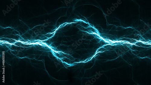 Cold blue plasma, abstract electrical lightning