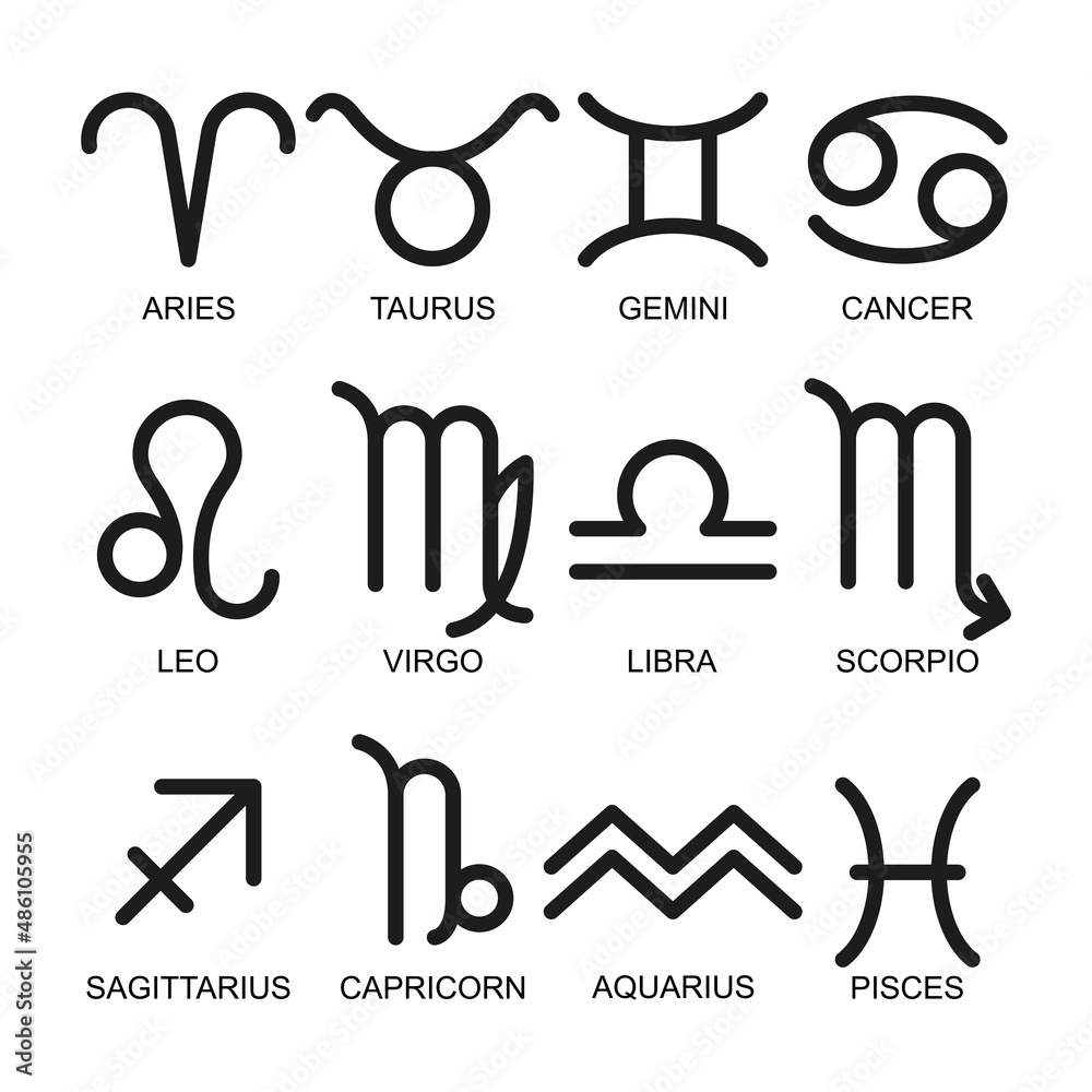 A set of zodiac sign icons. Simple vector illustration on a white background A set of zodiac sign icons. Simple vector illustration on a white background