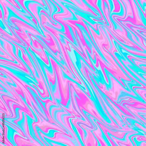  Abstract neon colored seamless background. Liquid flow of colors endless pattern. Futuristic color combination. Digital art. Pink-blue backdrop for presentations and business cards.
