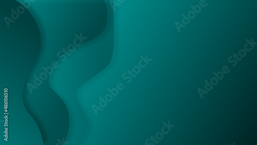 Waves gradient abstract background on the left of emerald green colors of 2022 year concept with smooth movement and copy space