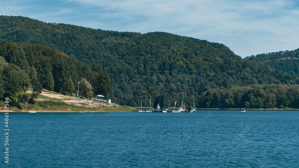 Sailboats on Lake Solina in the Bieszczady Mountains