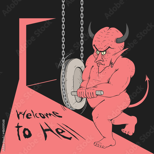 Demon and welcome to hell message photo