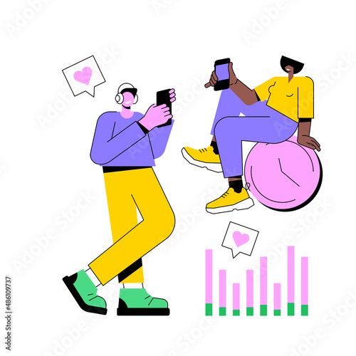 Screen addiction abstract concept vector illustration. Digital overload, information dependence, smartphone addiction, screen addicted, mobile phone dependence, mental disorder abstract metaphor.
