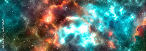 Fototapeta Naklejka Na Ścianę i Meble -  Colorful cosmic background with stars and nebulae