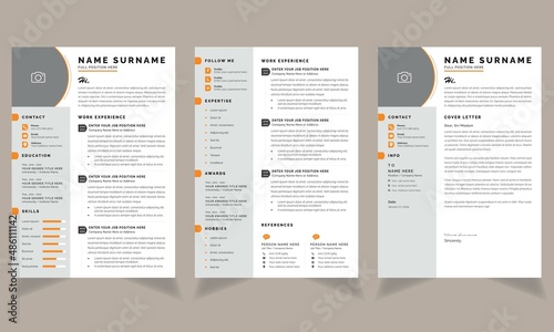 Clean Modern Resume Set with CV Template Design vector
