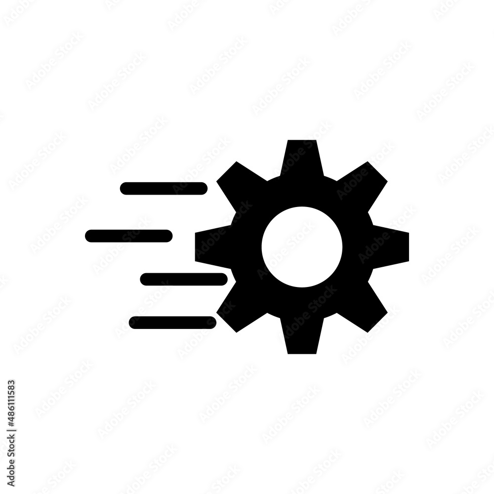 Silhouette icon of a moving gear. Editable vector. Silhouette icon of a moving gear. Editable vector.