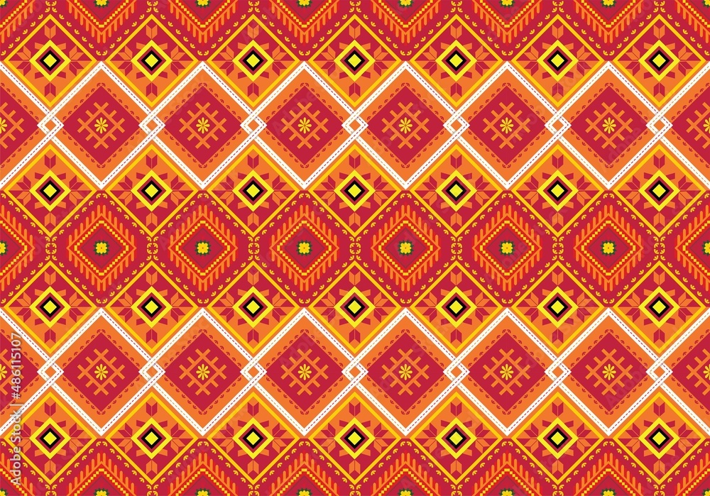 Geometric ethnic oriental ikat seamless pattern traditional Design ,carpet,wallpaper,clothing,wrapping,Batik,fabric,Vector illustration for background .embroidery style.