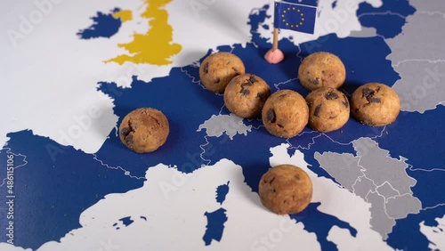 Real cookies over an EU map, eprivacy and cookie law metaphor photo