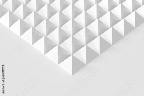 White geometric pyramids abstract background pattern