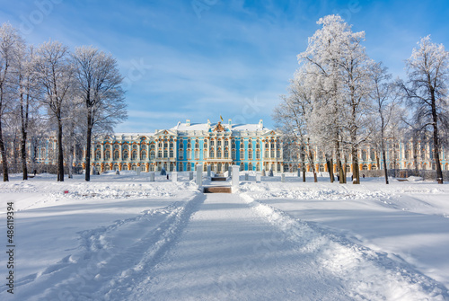 Catherine palace and park in winter, Tsarskoe Selo (Pushkin), Saint Petersburg, Russia